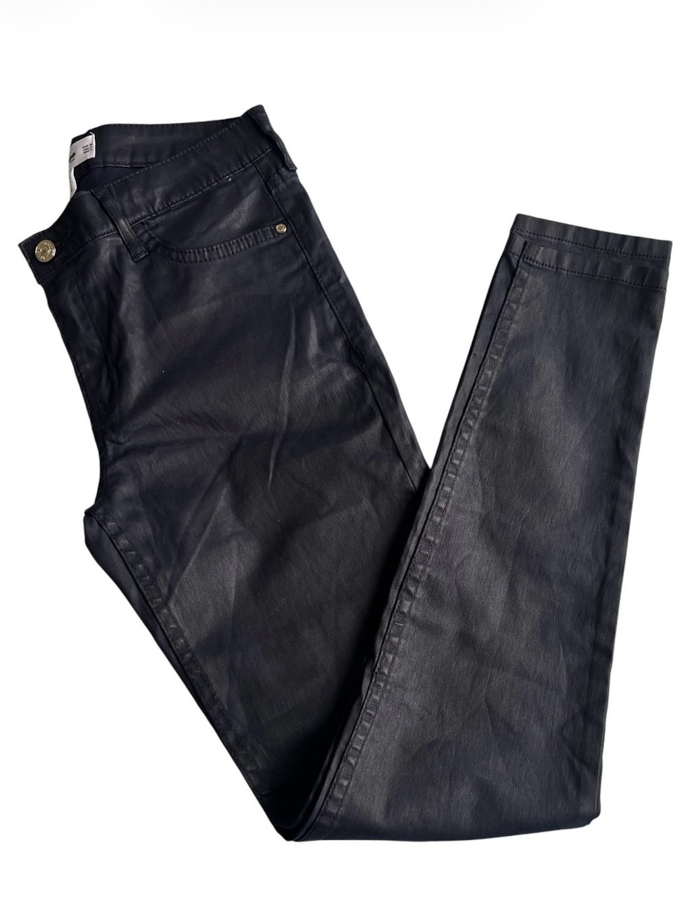 Mango Belle Coated Skinny Jeans Navy Blue Size EUR 38 / US 6